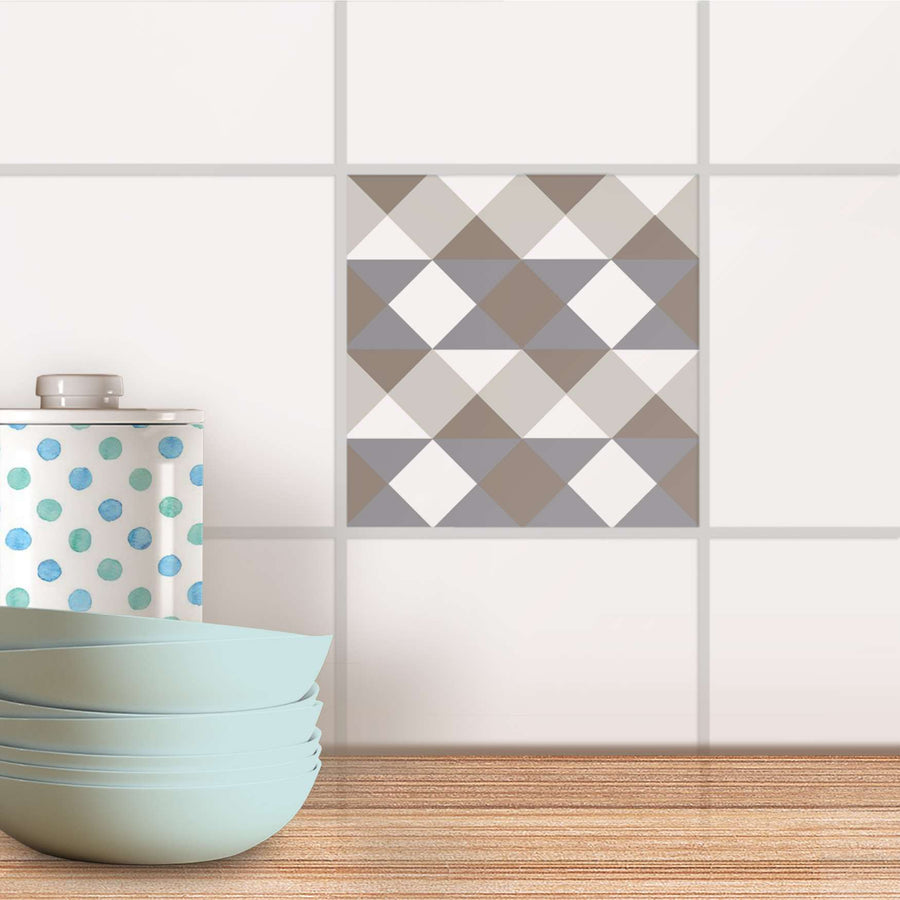 Fliesenaufkleber Küche - Triangle Pattern - Grau