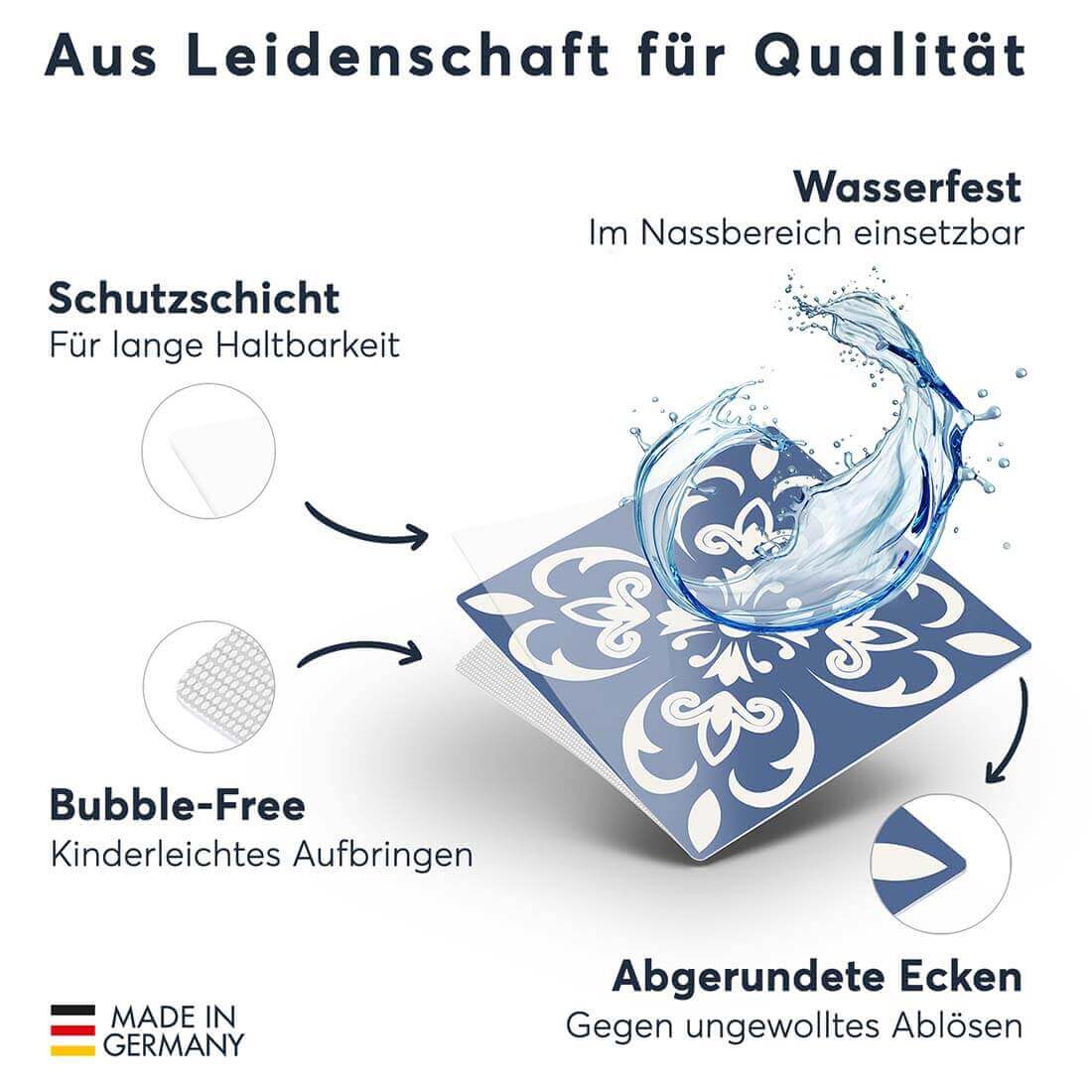 Fliesenfolie - Nordic Blue Fliesen - Do-it-yourself - creatisto 
