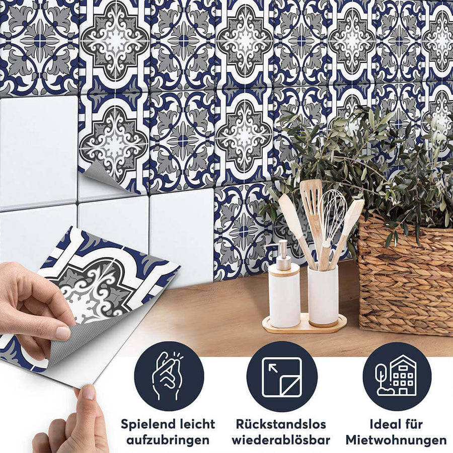 Fliesenaufkleber set rechteckig Küche Aufbringen - Azulejo Classic