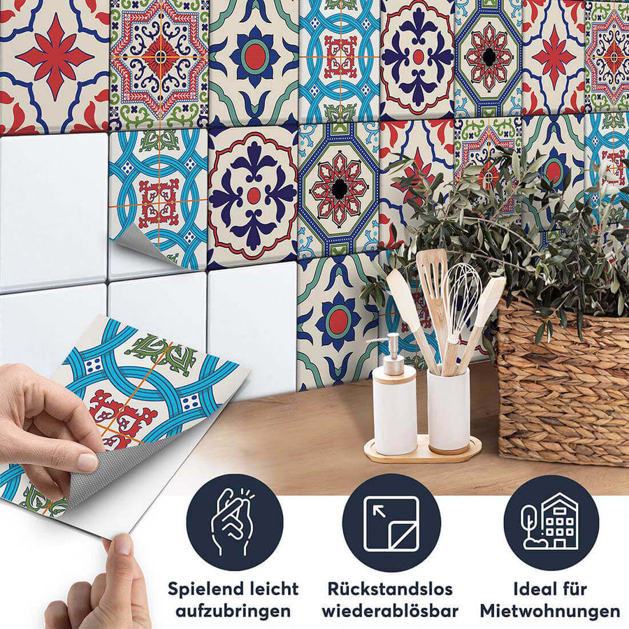 Fliesenaufkleber set rechteckig Küche Aufbringen - Bukhara Design