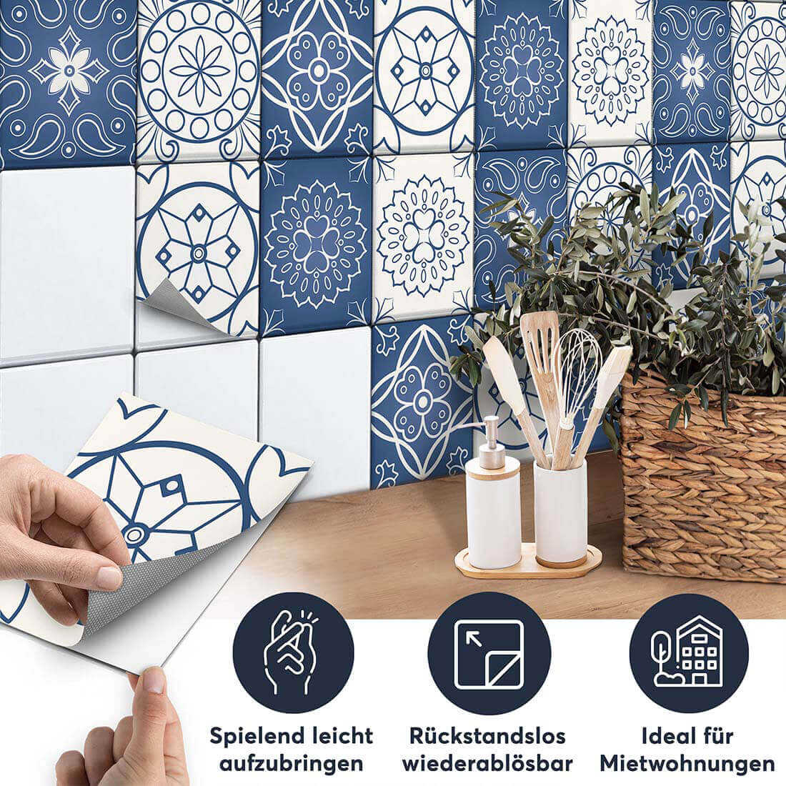 Fliesenaufkleber set rechteckig Küche Aufbringen - Classic Graze