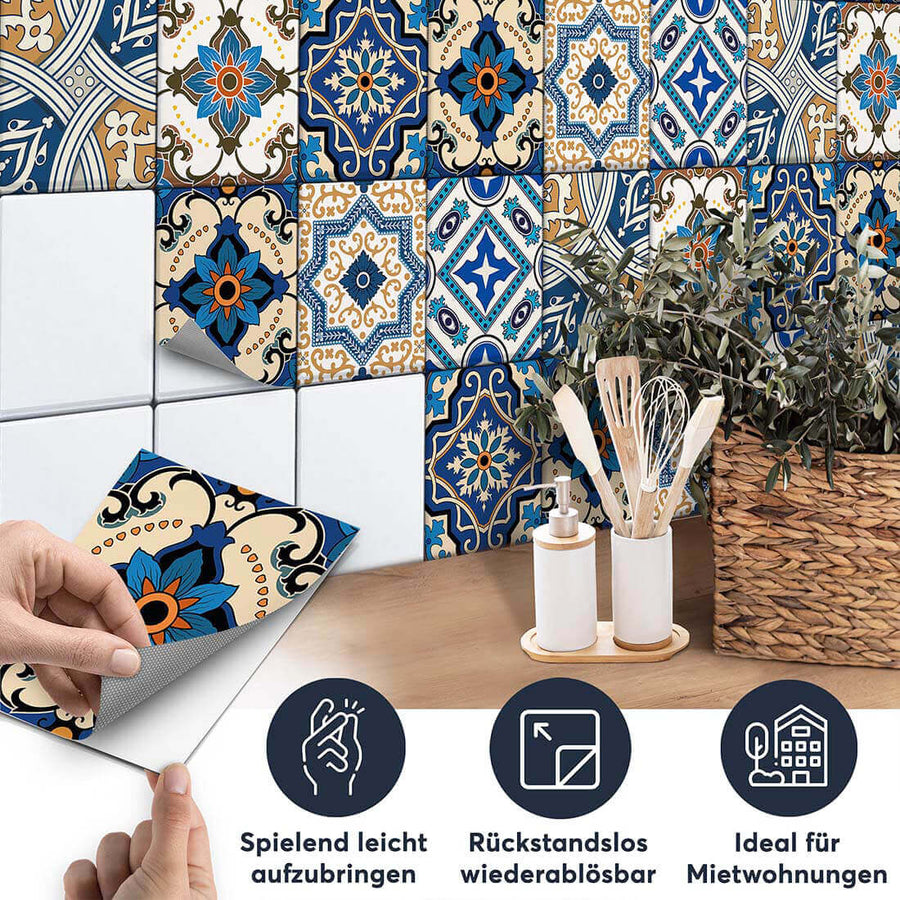 Fliesenaufkleber set rechteckig Küche Aufbringen - Lisboa Azulejos