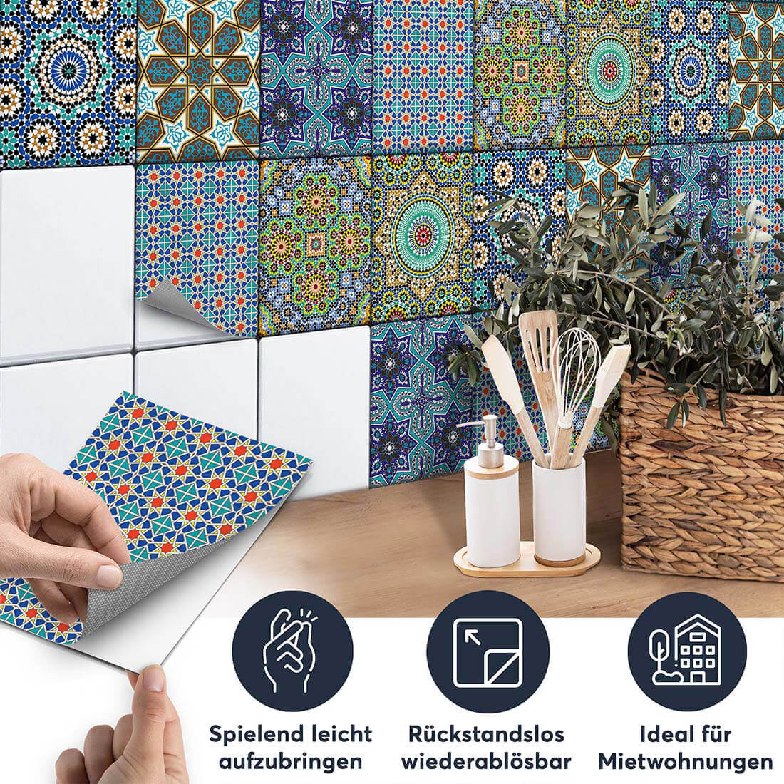 Fliesenaufkleber set rechteckig Küche Aufbringen - Orientalisches Mosaik