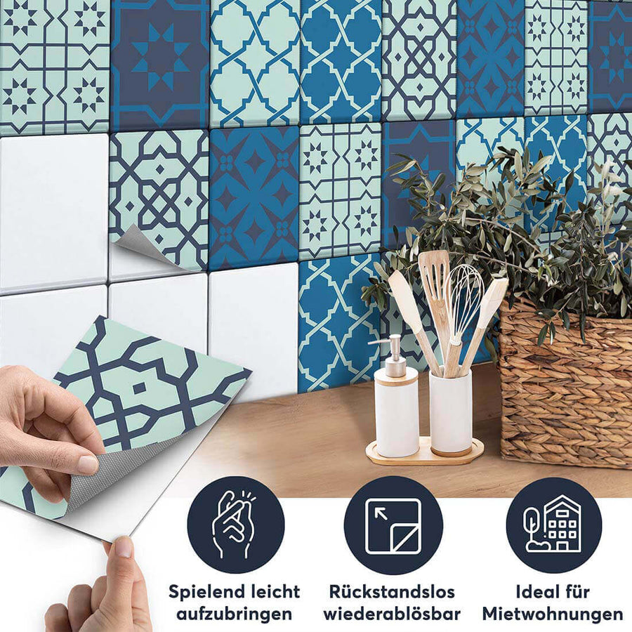 Fliesenaufkleber set rechteckig Küche Aufbringen - Ornament