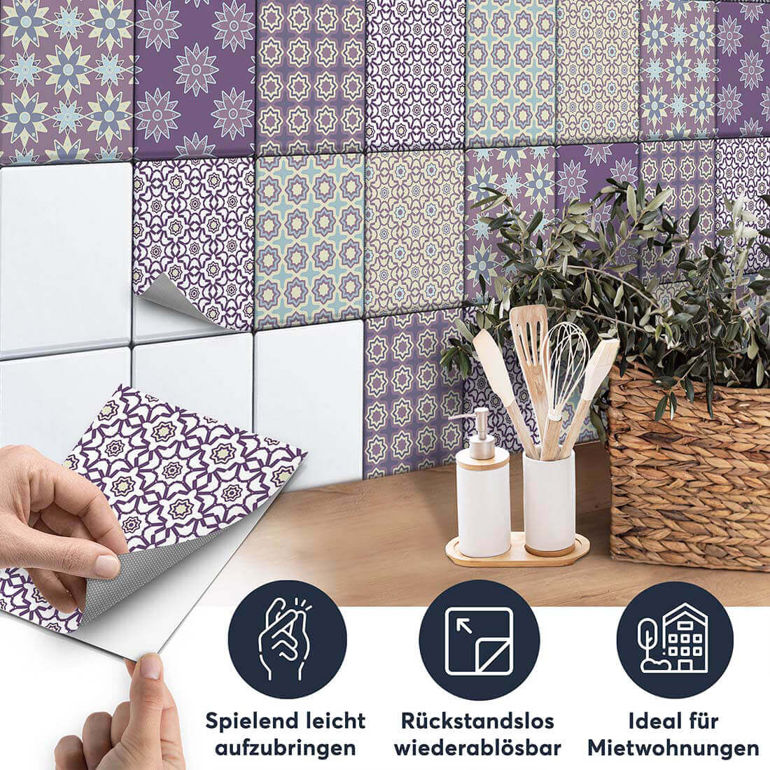 Fliesenaufkleber set rechteckig Küche Aufbringen - Pastell Pattern