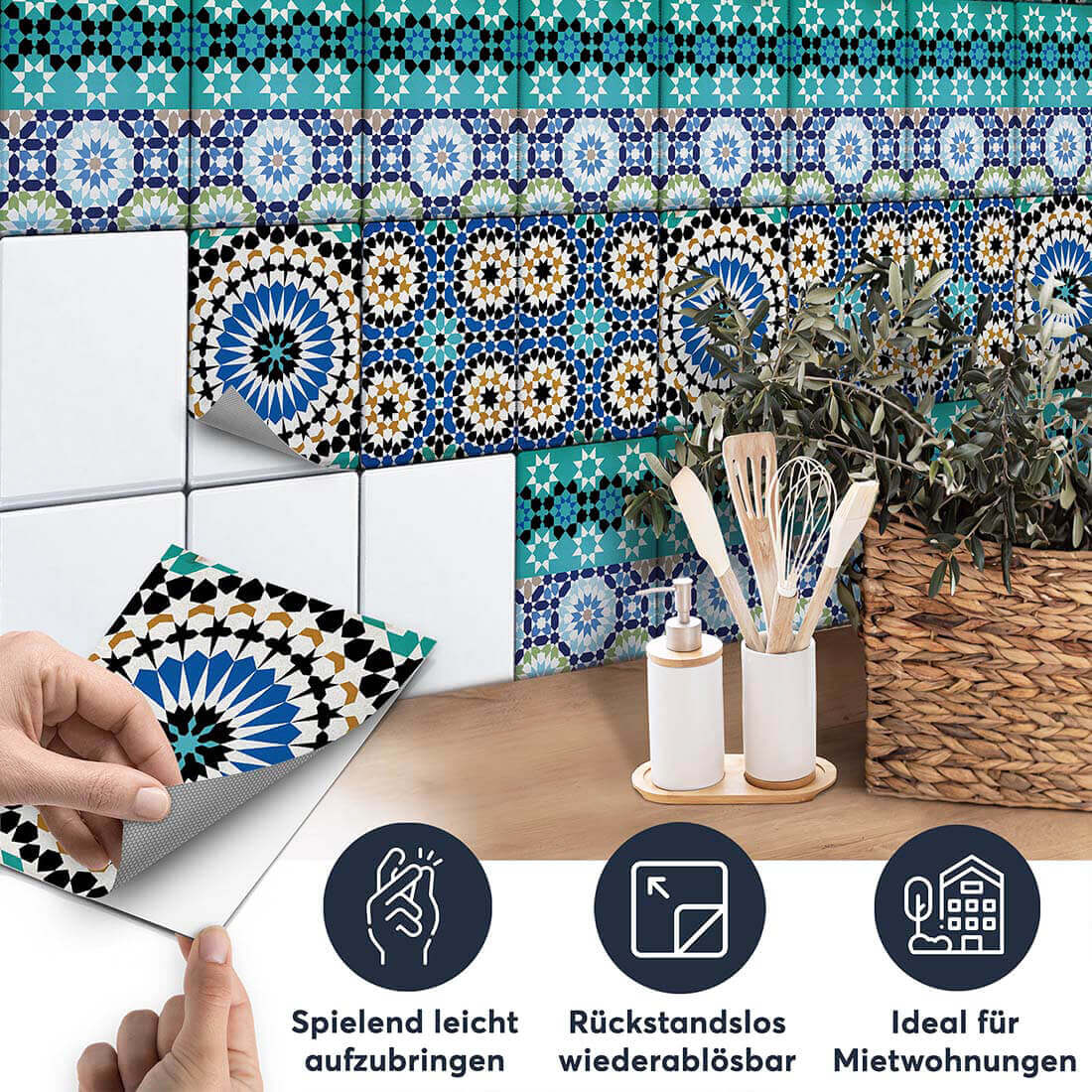 Fliesenaufkleber set rechteckig Küche Aufbringen - Tuerkisches Mosaik