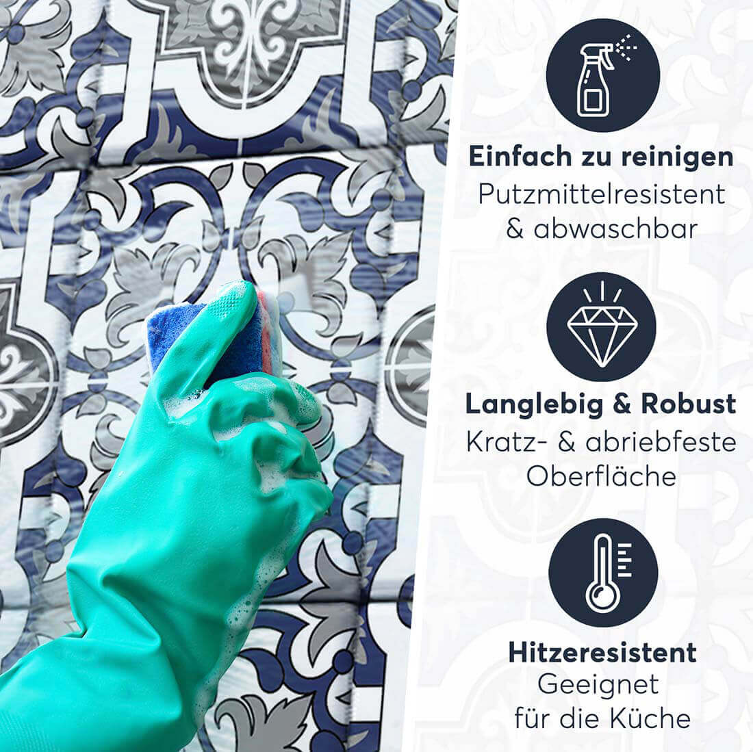 Fliesenaufkleber rechteckig Einfach Reinigen - Azulejo Classic