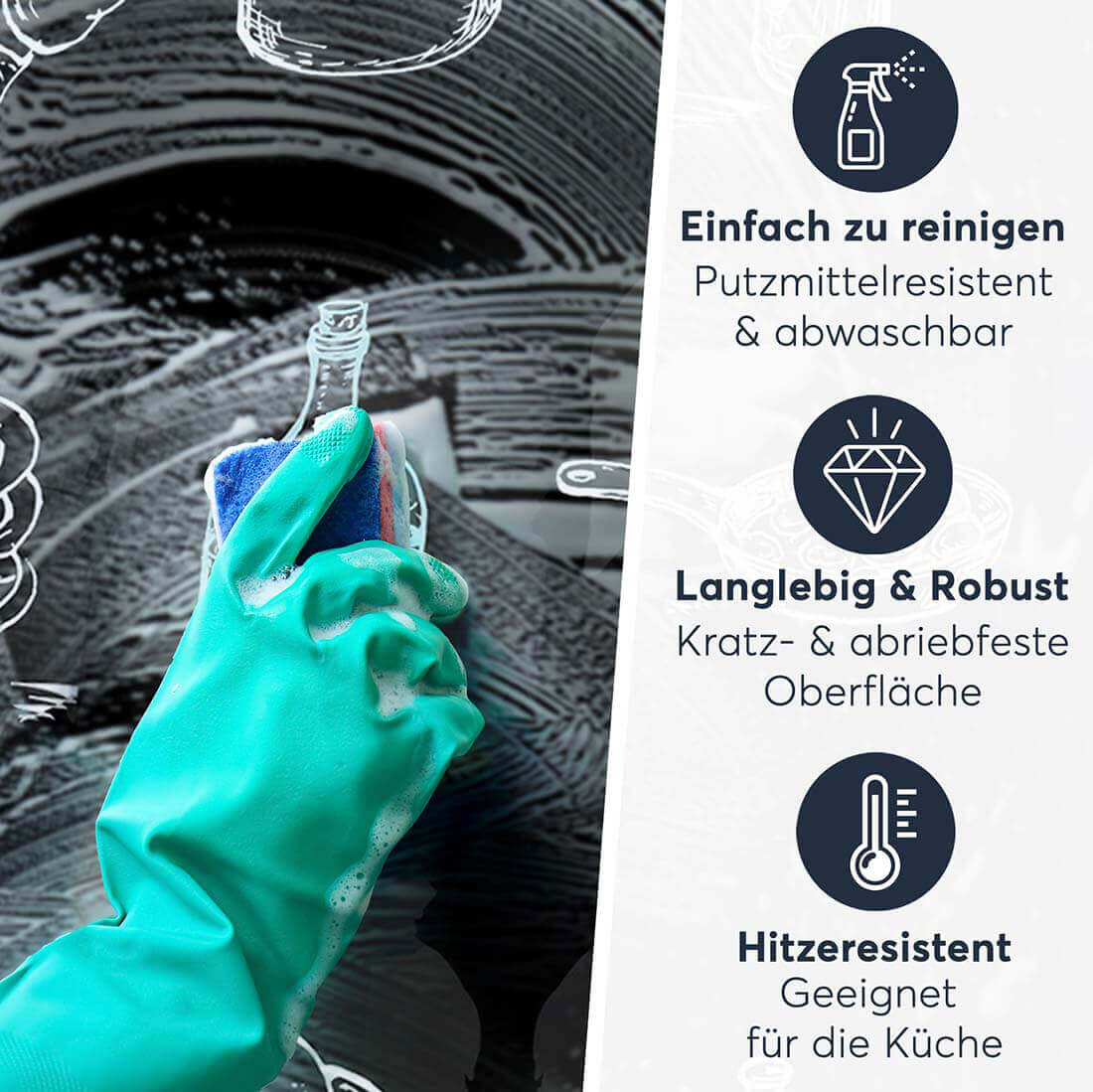 Fliesenaufkleber rechteckig Einfach Reinigen - Kochspaß