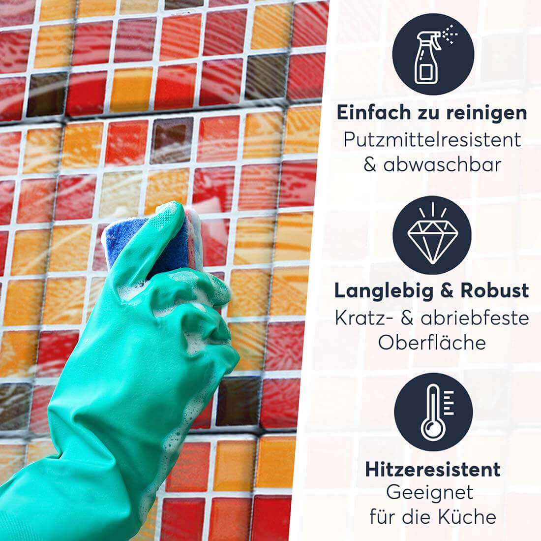 Fliesenaufkleber rechteckig Einfach Reinigen - Mosaik Rot-Orange
