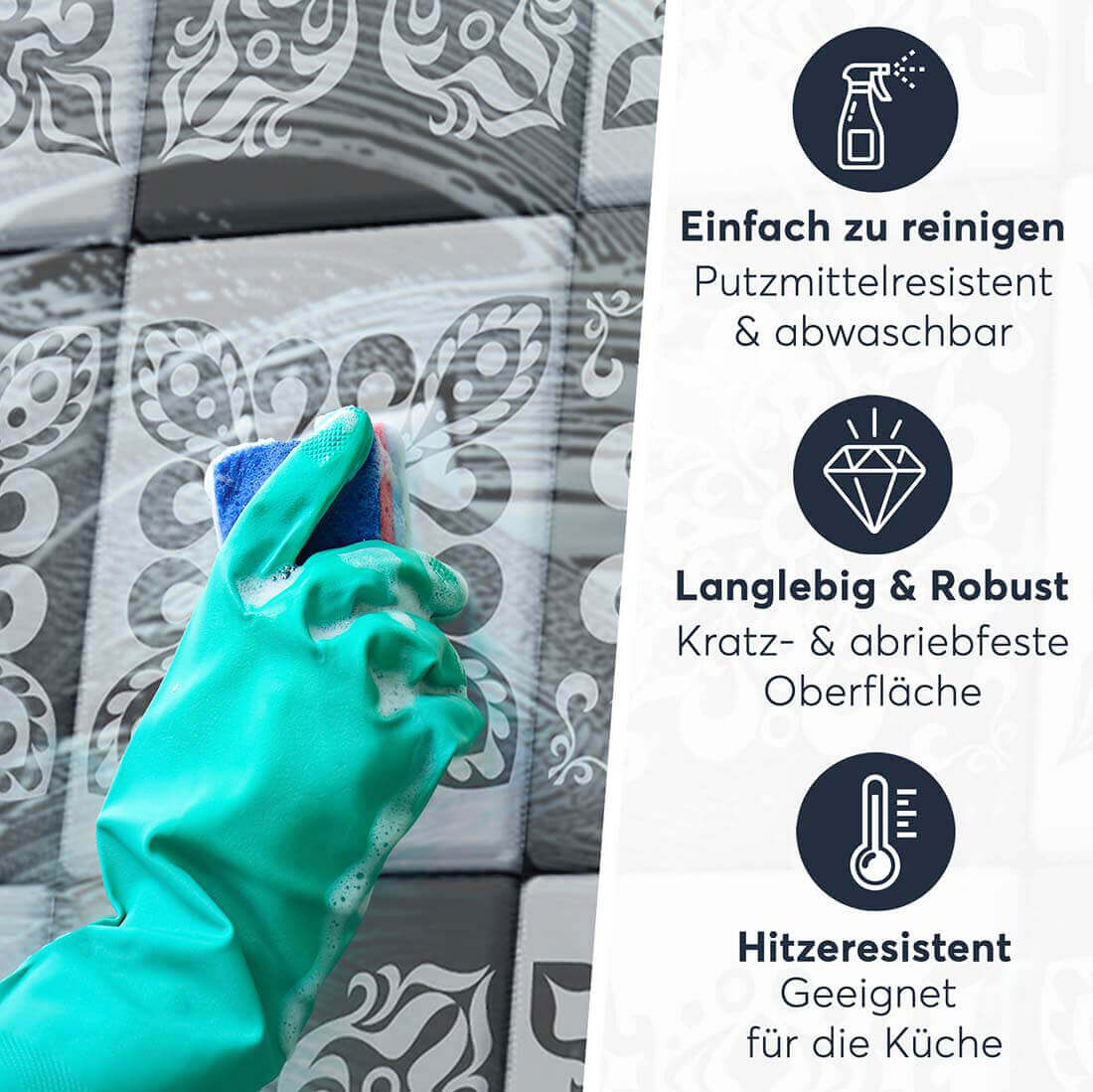 Fliesenaufkleber rechteckig Einfach Reinigen - NERGIS