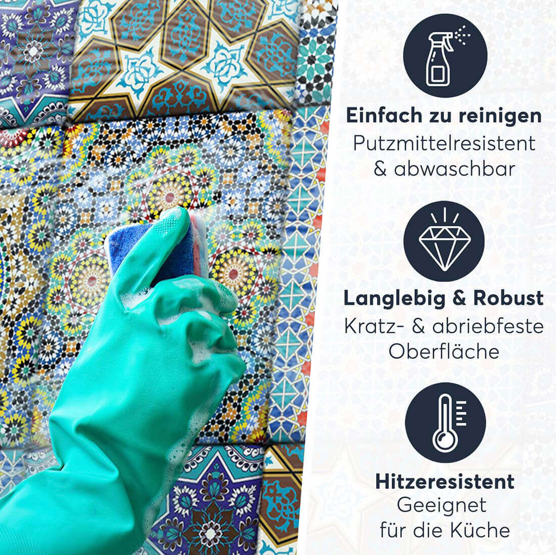 Fliesenaufkleber rechteckig Einfach Reinigen - Orientalisches Mosaik