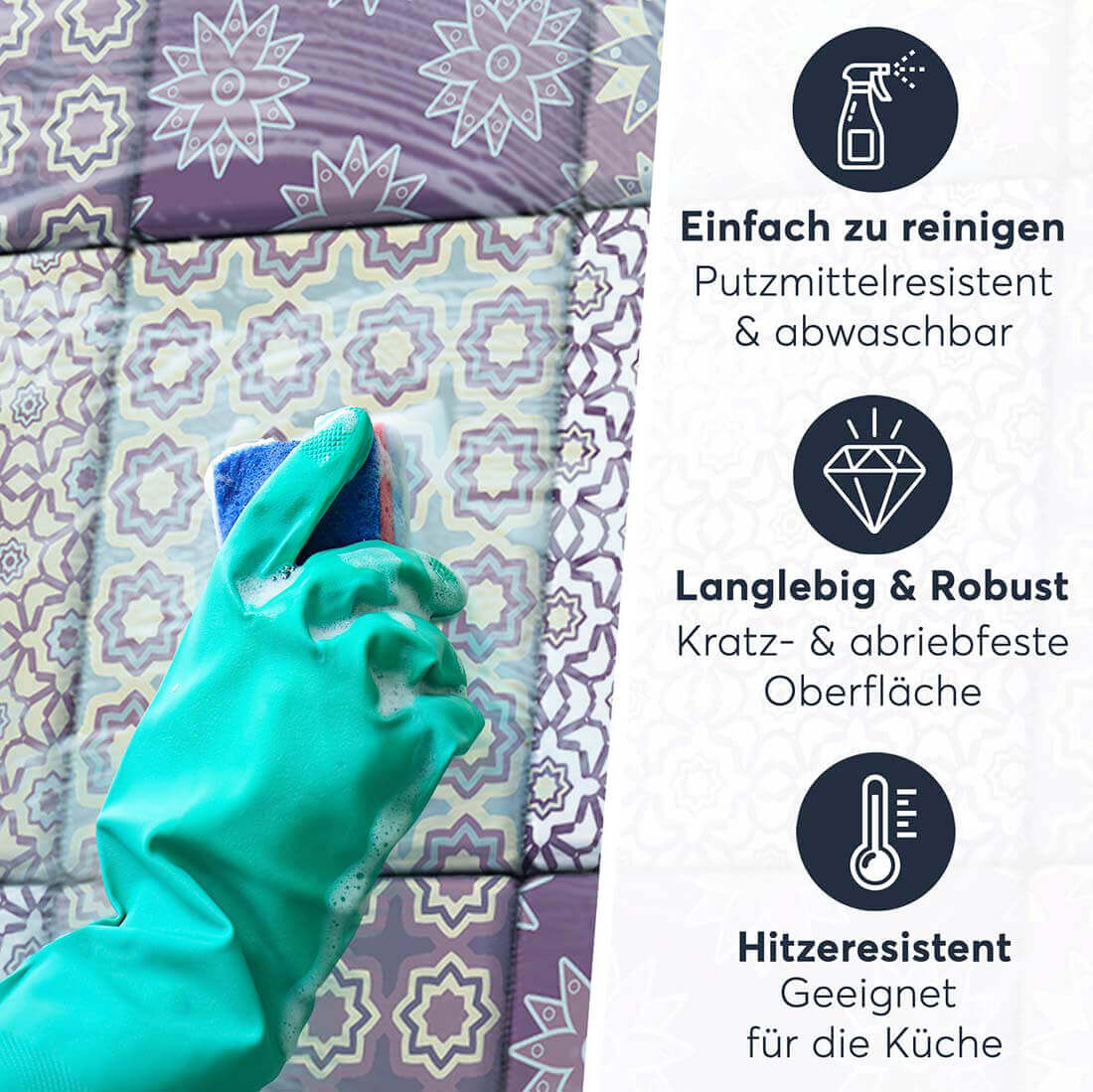 Fliesenaufkleber rechteckig Einfach Reinigen - Pastell Pattern