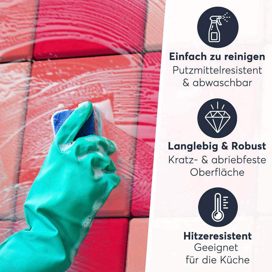 Fliesenaufkleber rechteckig Einfach Reinigen - Rottöne