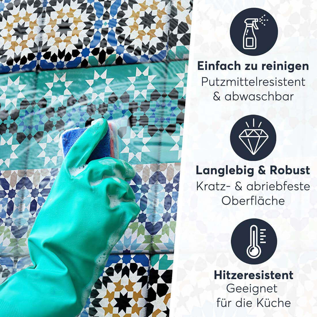 Fliesenaufkleber rechteckig Einfach Reinigen - Tuerkisches Mosaik