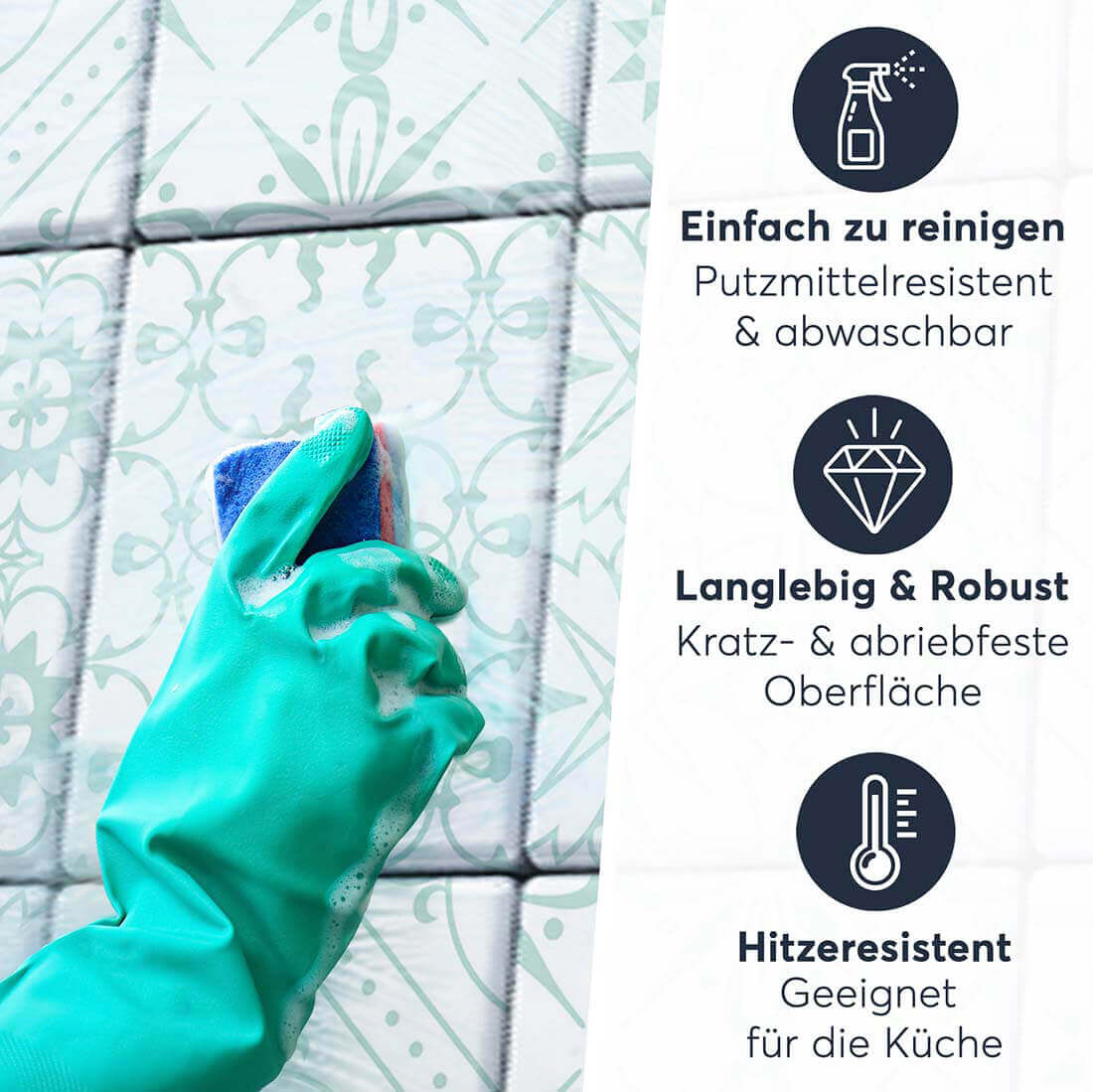 Fliesenaufkleber Set [rechteckig] für Küche & Bad - Türkise Ornamente –  creatisto