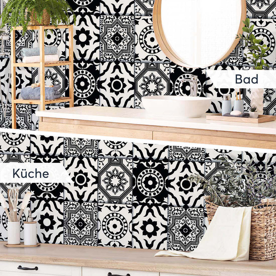 Fliesenaufkleber rechteckig Küche Bad - Autumn Mystery Black