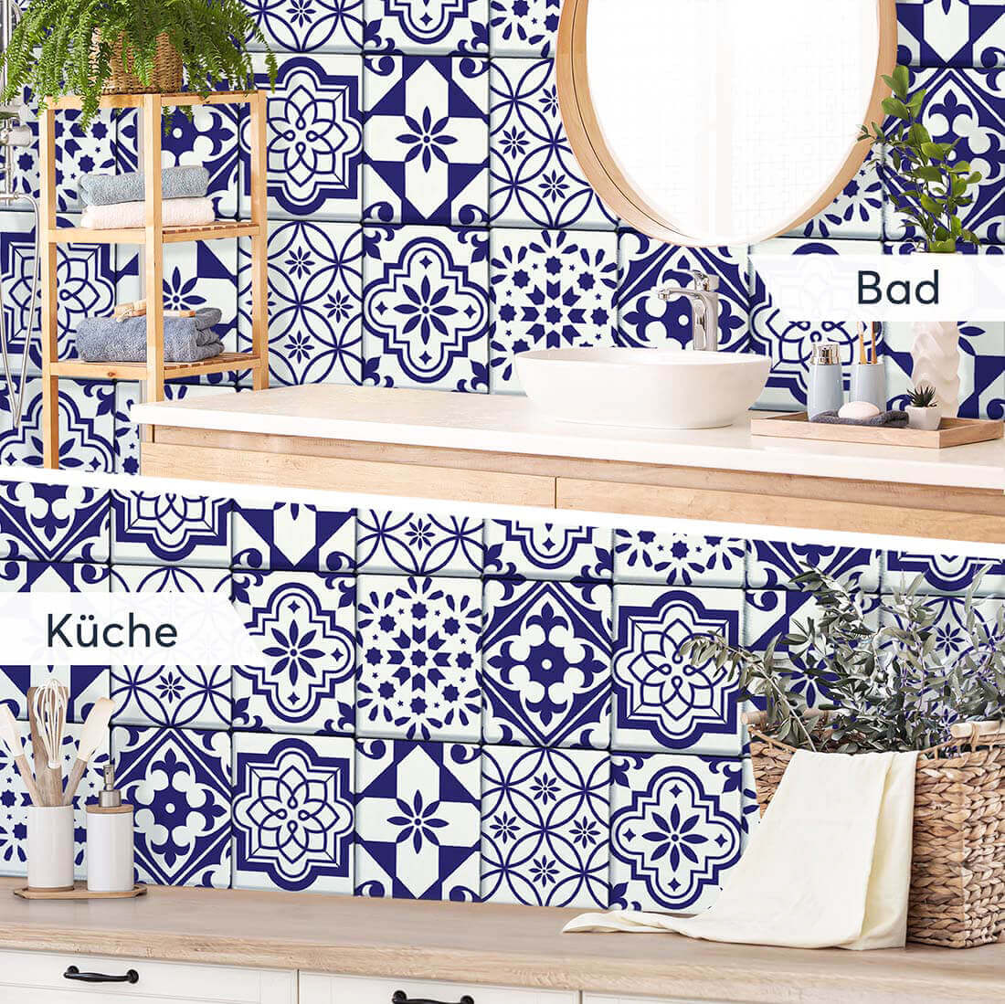 Fliesenaufkleber rechteckig Küche Bad - Azulejo Love