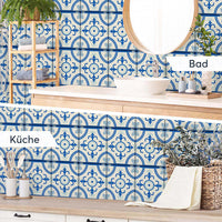 Fliesenaufkleber rechteckig Küche Bad - Blue Pattern Line