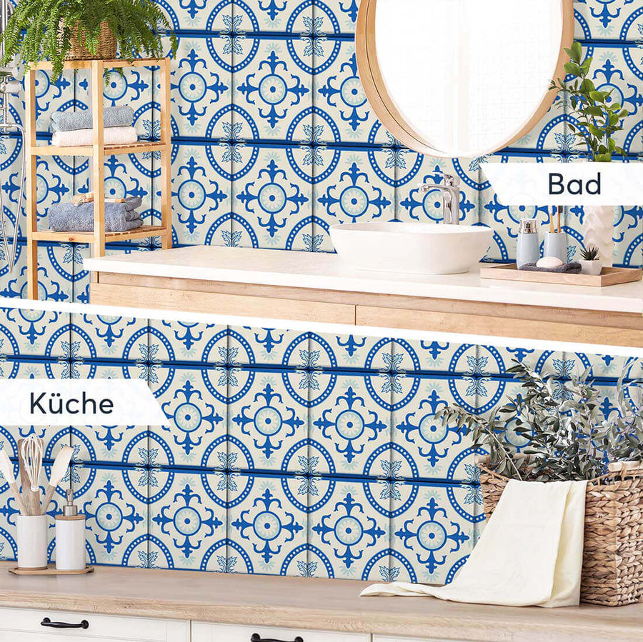 Fliesenaufkleber rechteckig Küche Bad - Blue Pattern Line