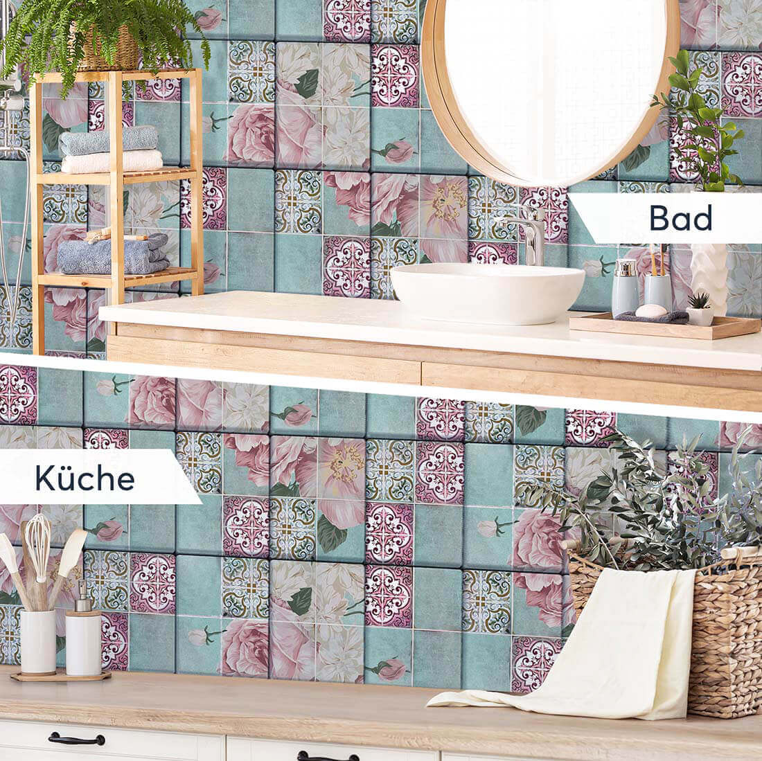 Fliesenaufkleber rechteckig Küche Bad - Durch die Blume