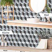 Fliesenaufkleber rechteckig Küche Bad - Marmor Cubes