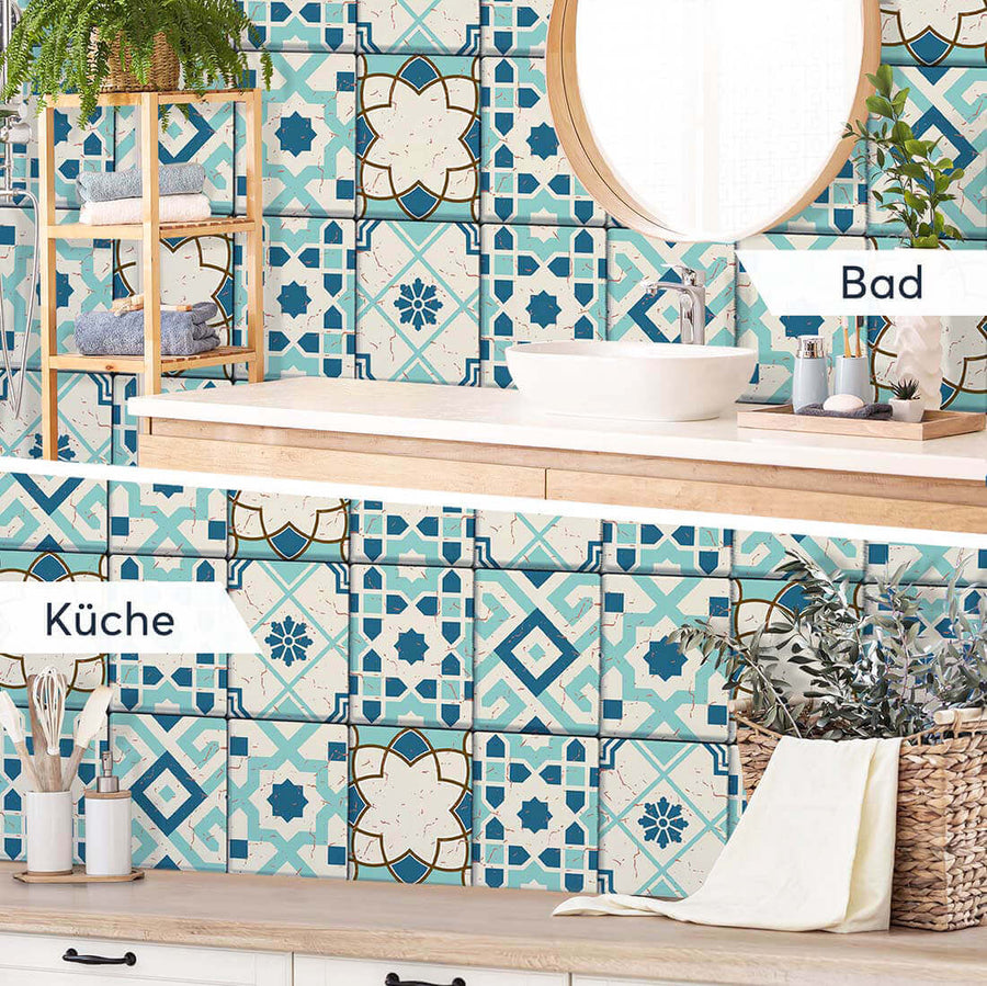 Fliesenaufkleber Set [rechteckig] für Küche & Bad - Mediterranean Tile Set  - Emerald Green – creatisto