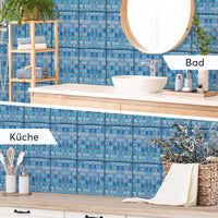 Fliesenaufkleber rechteckig Küche Bad - Mosaik Blau