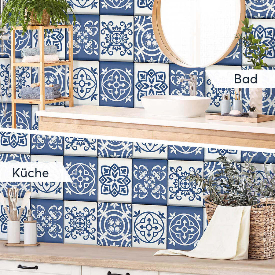 Fliesenaufkleber rechteckig Küche Bad - Nordic Blue Fliesen