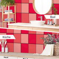 Fliesenaufkleber rechteckig Küche Bad - Rottöne