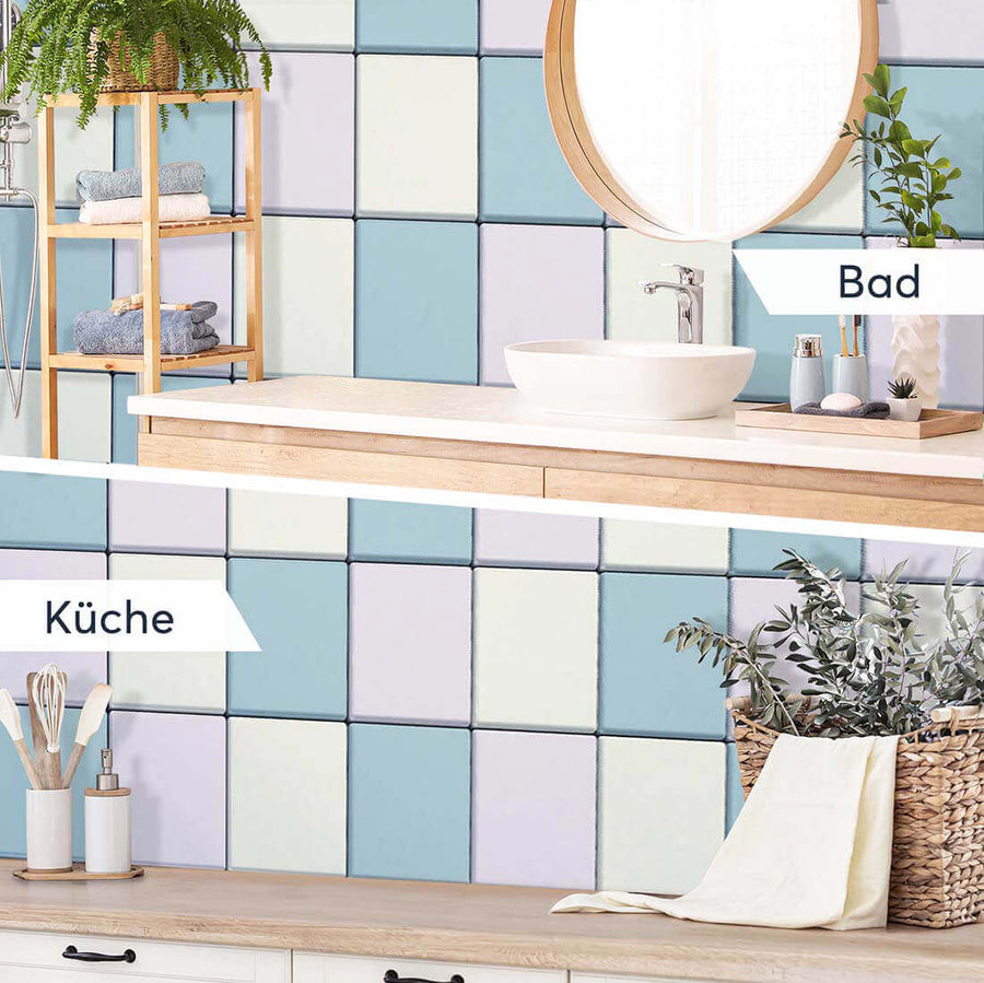 Fliesenaufkleber rechteckig Küche Bad - Samtfarben