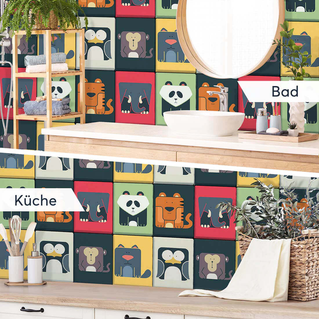 Fliesenaufkleber rechteckig Küche Bad - Zoo Maniac