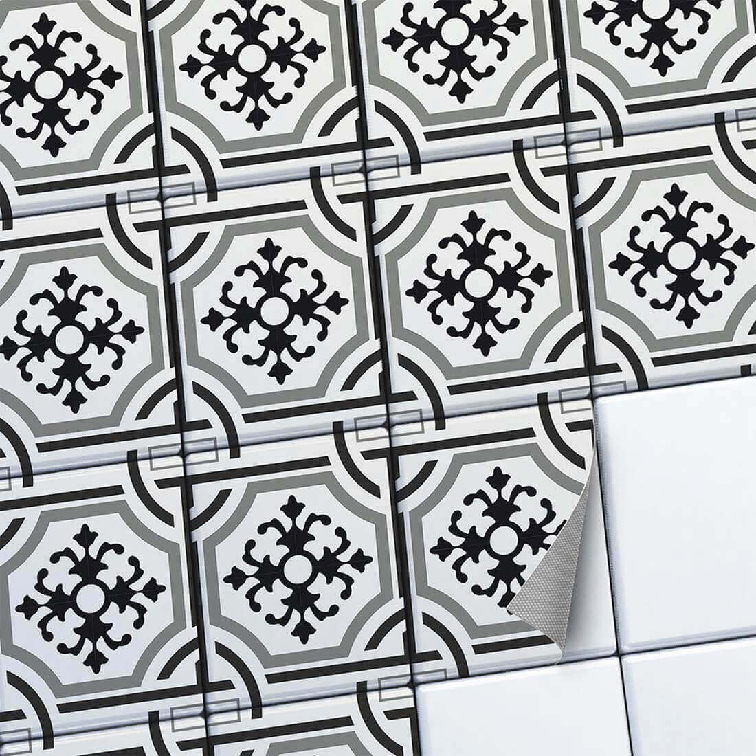 Fliesenaufkleber set rechteckig Küche Main - Grey ornaments