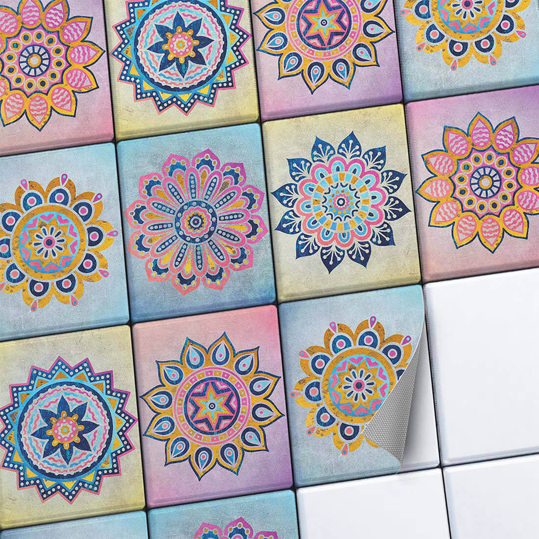 Fliesenaufkleber set rechteckig Küche Main - Indian Tiles