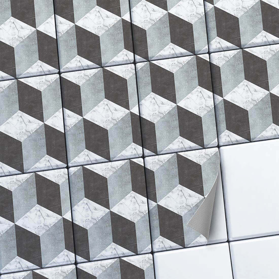 Fliesenaufkleber set rechteckig Küche Main - Marmor Cubes