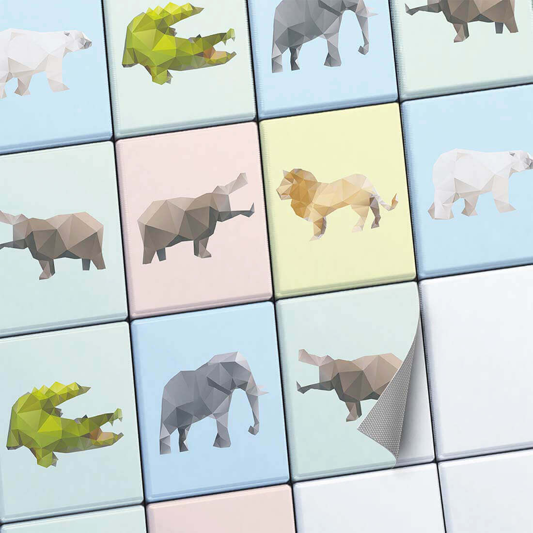 Fliesenaufkleber set rechteckig Küche Main - Origami Tiere