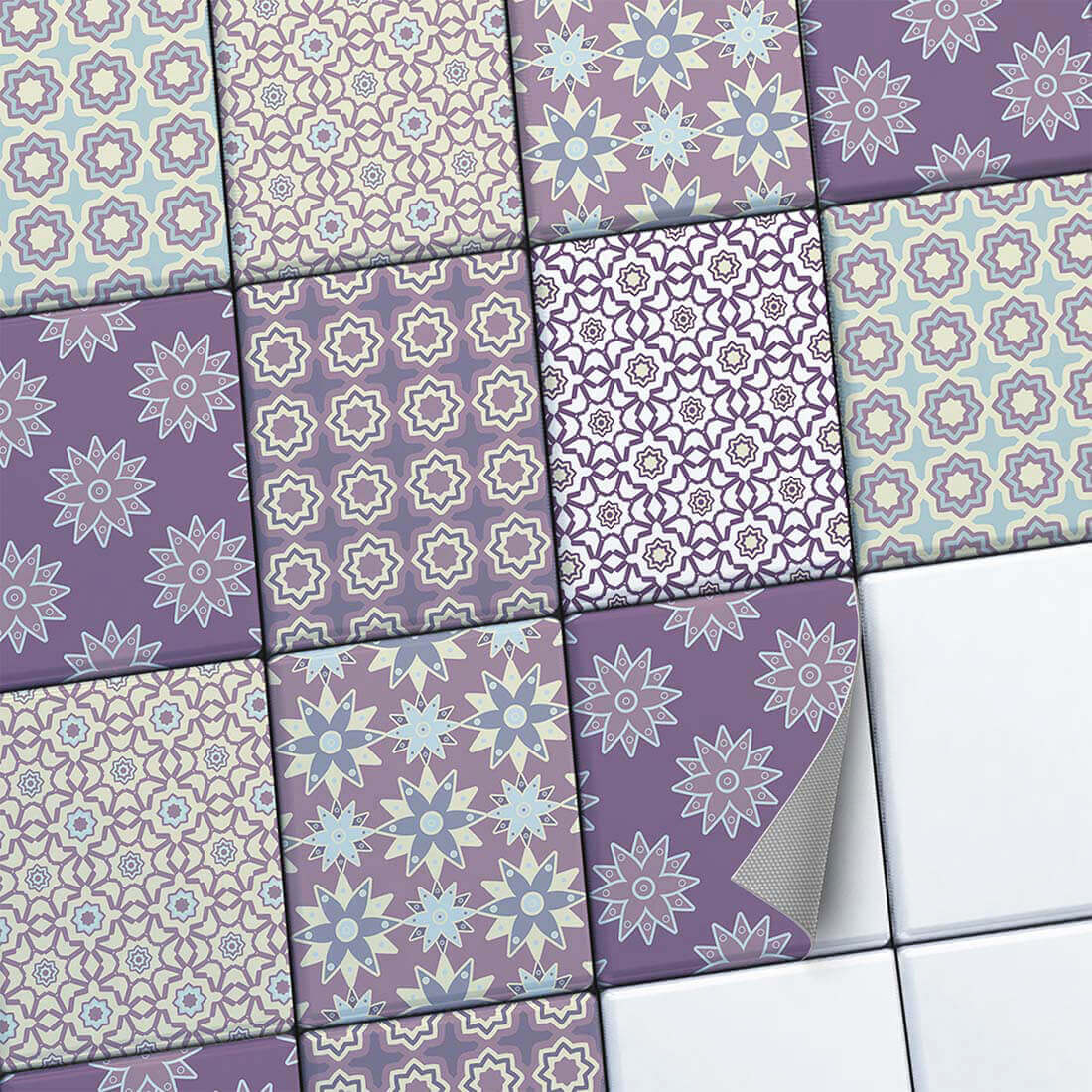 Fliesenaufkleber set rechteckig Küche Main - Pastell Pattern