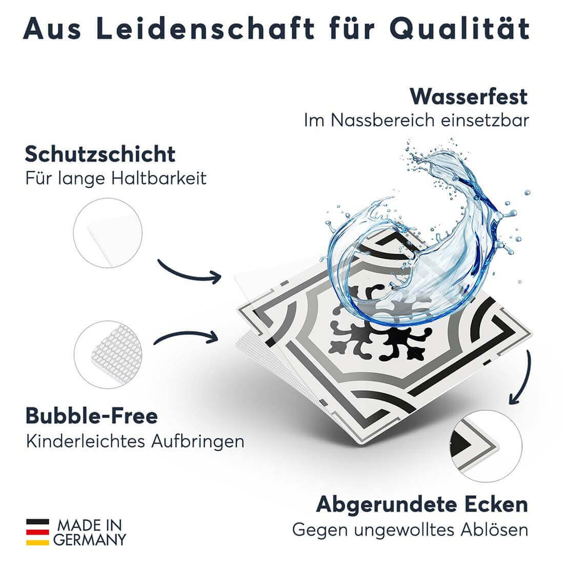 Fliesenfolie rechteckig - Grey ornaments - Do-it-yourself - creatisto 