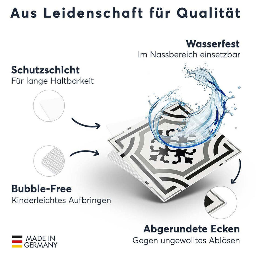 Fliesenfolie rechteckig - Grey ornaments - Do-it-yourself - creatisto 