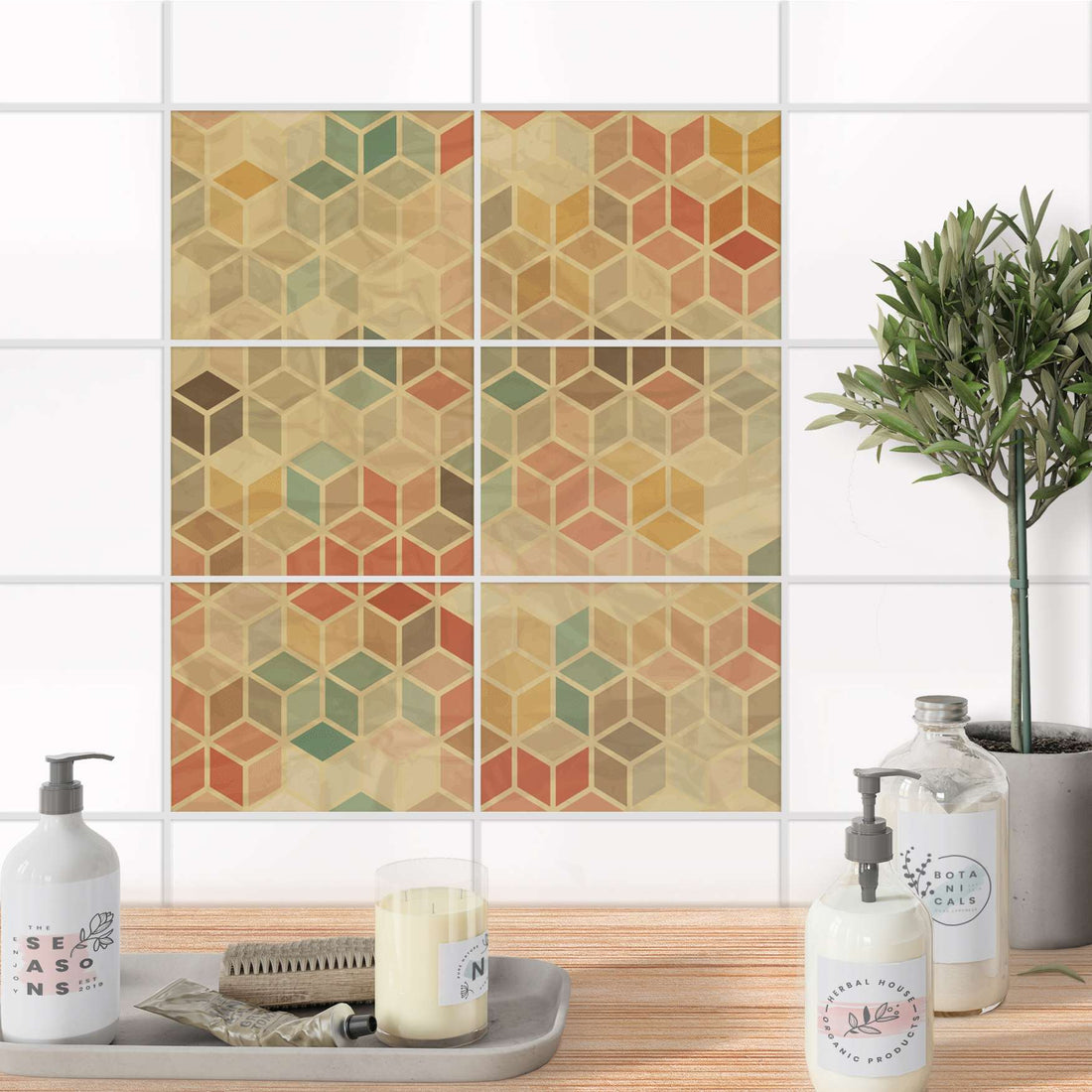 Fliesenfolie 20x15 cm Bad - 3D Retro
