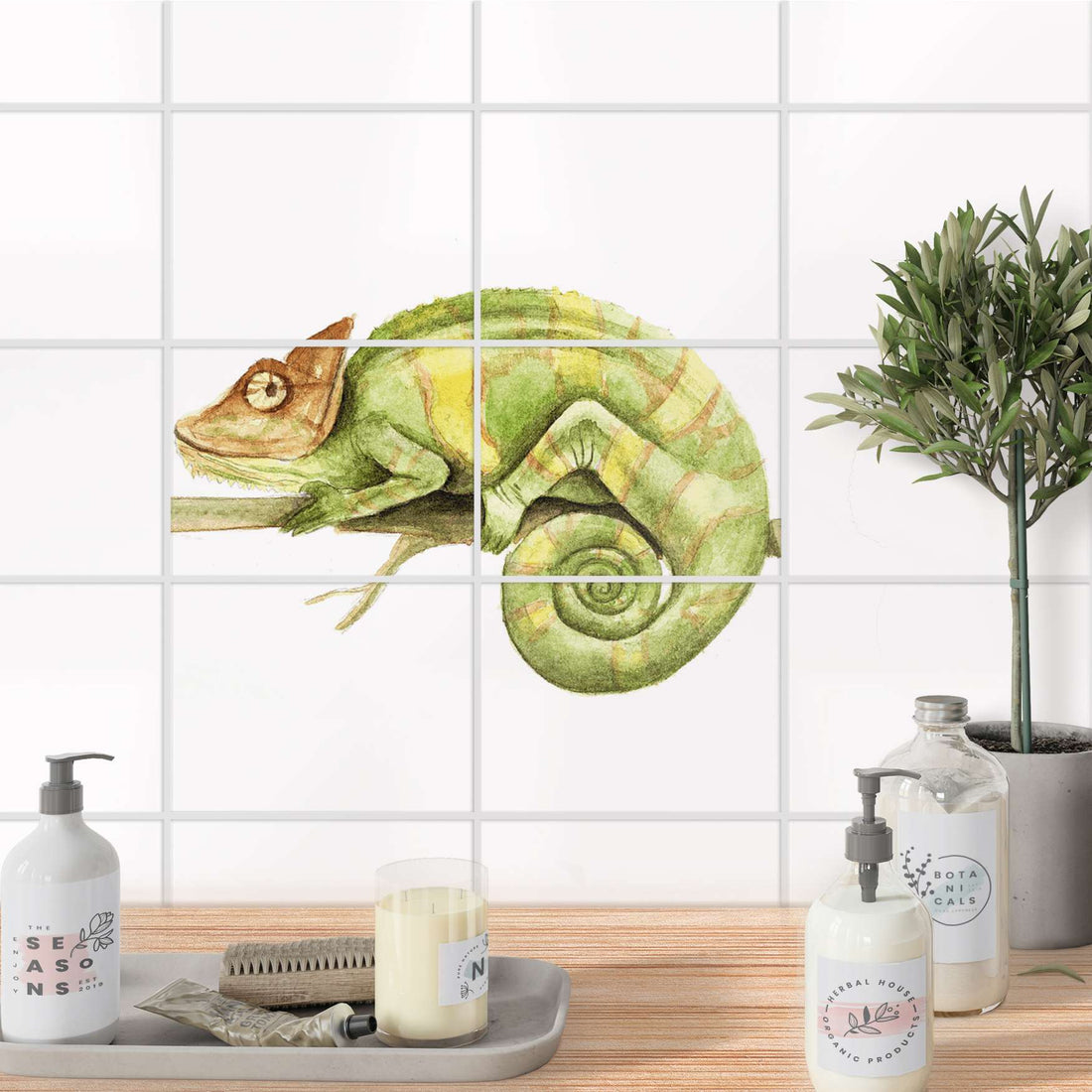 Fliesenfolie 20x15 cm Bad - Chameleon