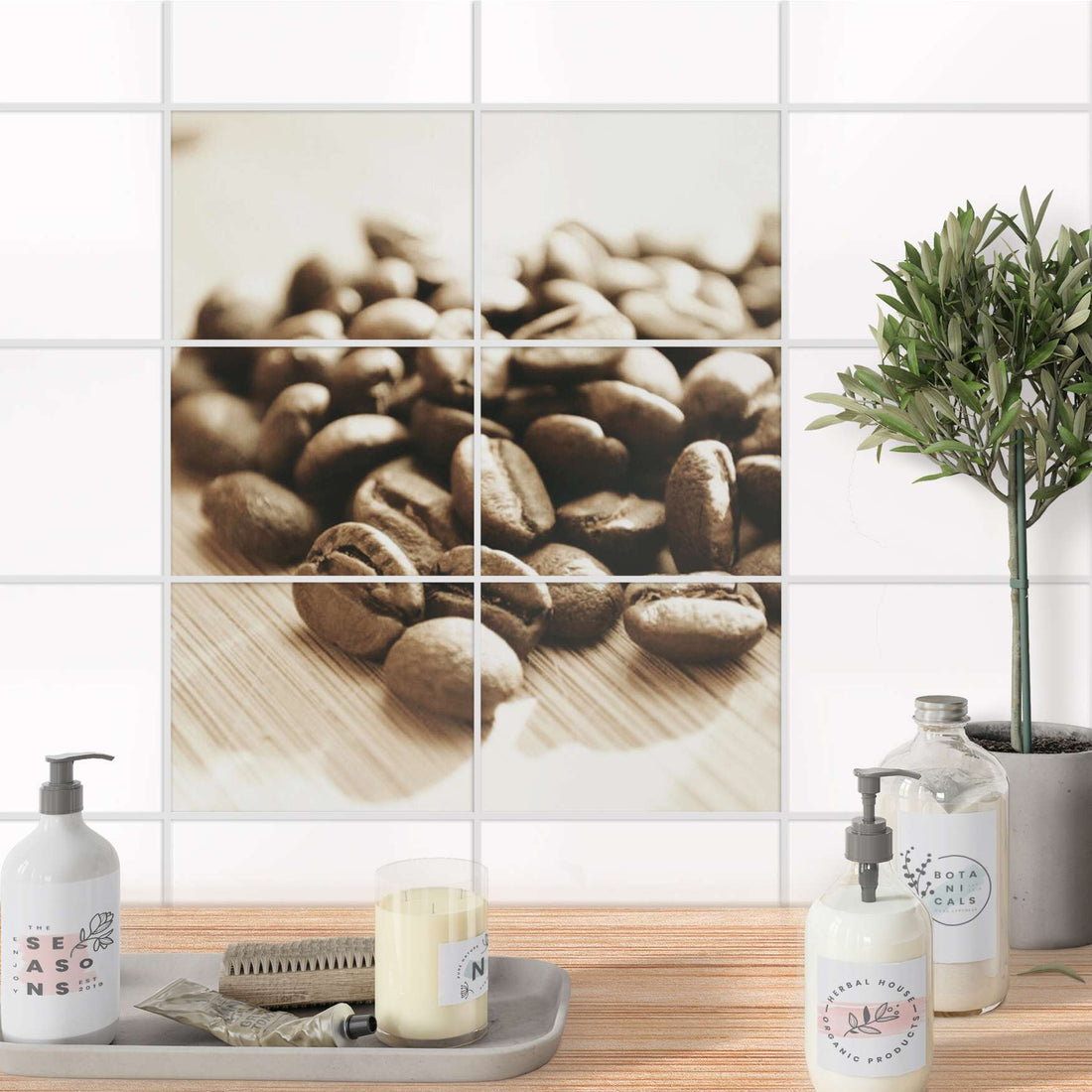Fliesenfolie 20x15 cm Bad - Coffee Beans