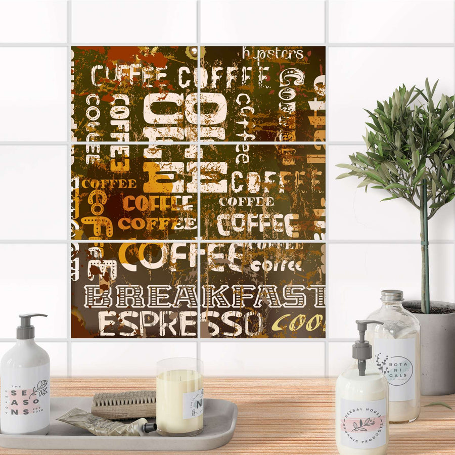 Fliesenfolie 20x15 cm Bad - Coffee Typo