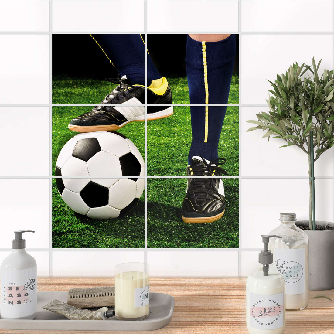Fliesenfolie 20x15 cm Bad - Fussballstar