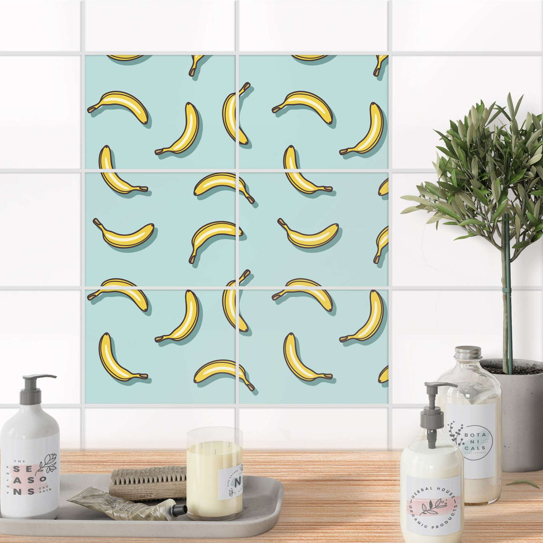 Fliesenfolie 20x15 cm Bad - Hey Banana