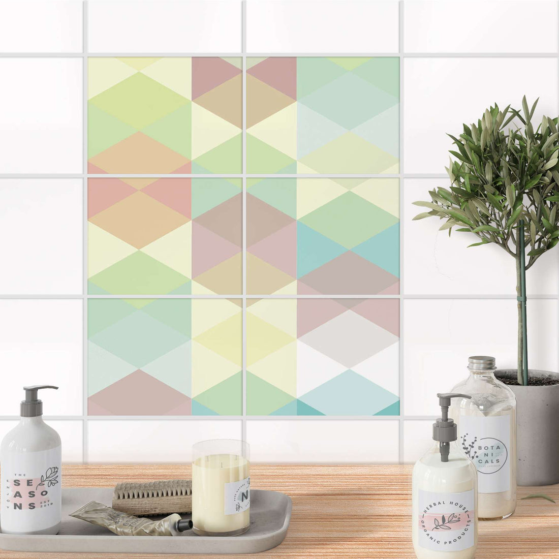 Fliesenfolie 20x15 cm Bad - Melitta Pastell Geometrie