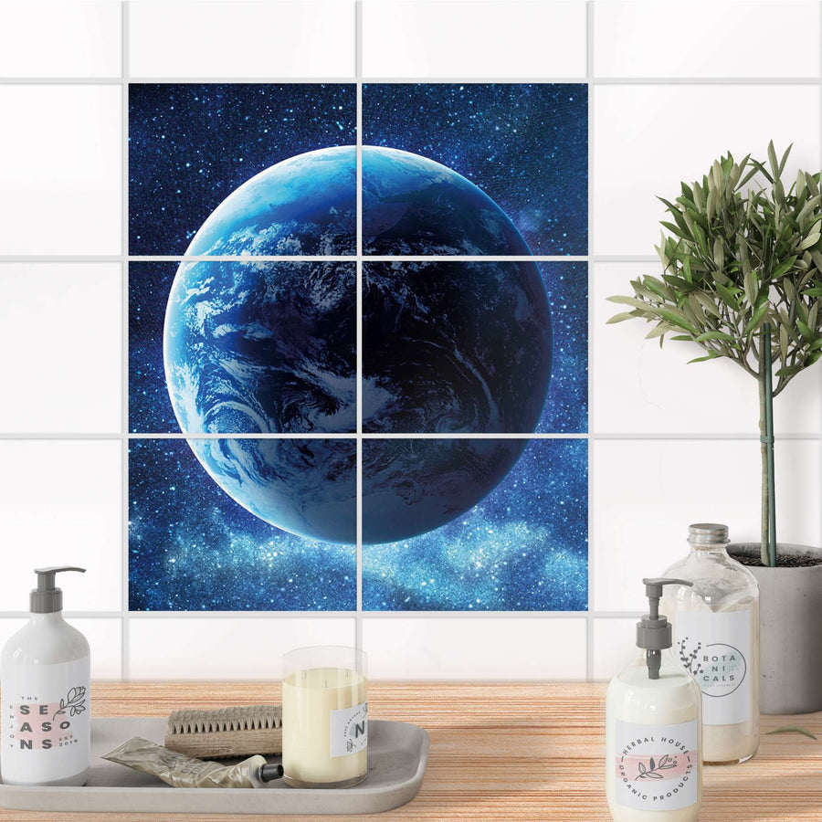 Fliesenfolie 20x15 cm Bad - Planet Blue