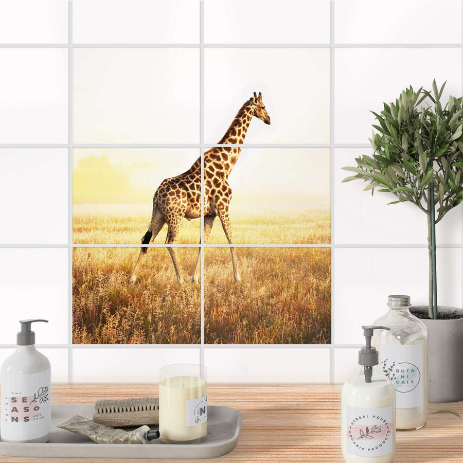 Fliesenfolie 20x15 cm Bad - Savanna Giraffe