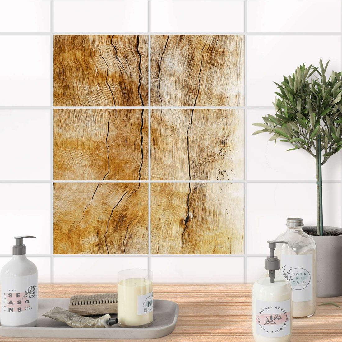 Fliesenfolie 20x15 cm Bad - Unterholz