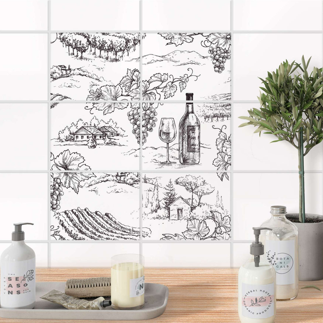 Fliesenfolie 20x15 cm Bad - Vineyard