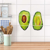 Fliesenfolie 20x15 cm Küche - Avocado halb und halb